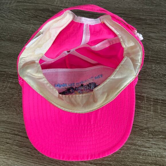 Vintage 90s Nissin Neon Pink Shrine Circus Snapback Hat Rope Foam Trucker - Picture 6 of 16